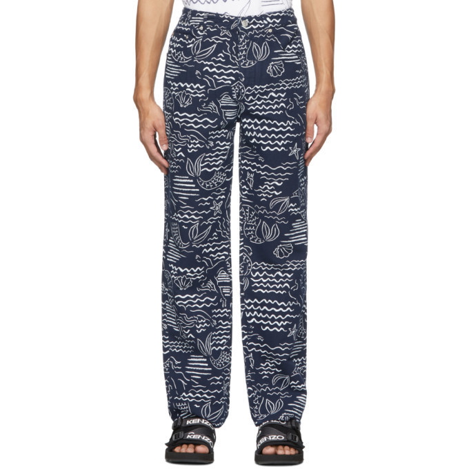 Photo: Kenzo Indigo Linen Wave Mermaid Jeans