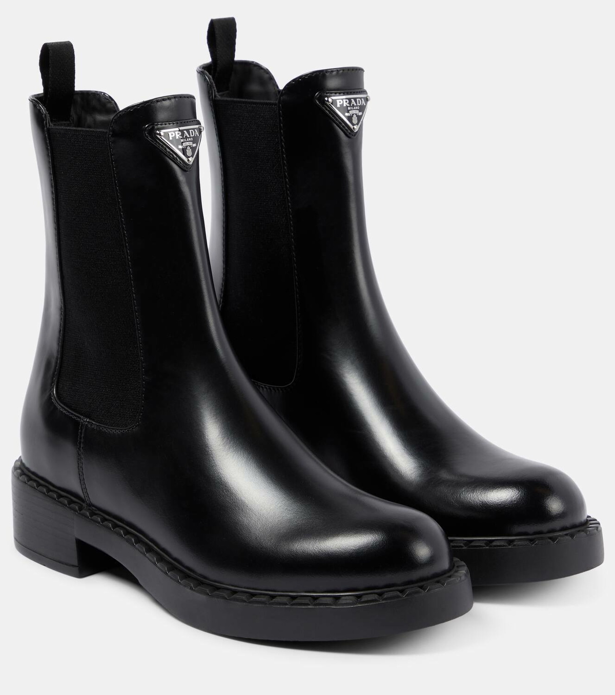 Prada Logo leather ankle boots