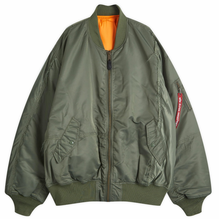 Photo: MASTERMIND WORLD Men's x Alpha Industries MA-1 Jacket in Olive