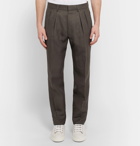 TOM FORD - Pleated Linen Trousers - Men - Green