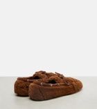 Miu Miu Suede-trimmed shearling boat shoes