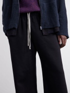 Les Tien - Party Wide-Leg Garment-Dyed Cotton-Fleece Sweatpants - Black