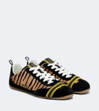 Fendi Wrap suede-trimmed calf hair sneakers