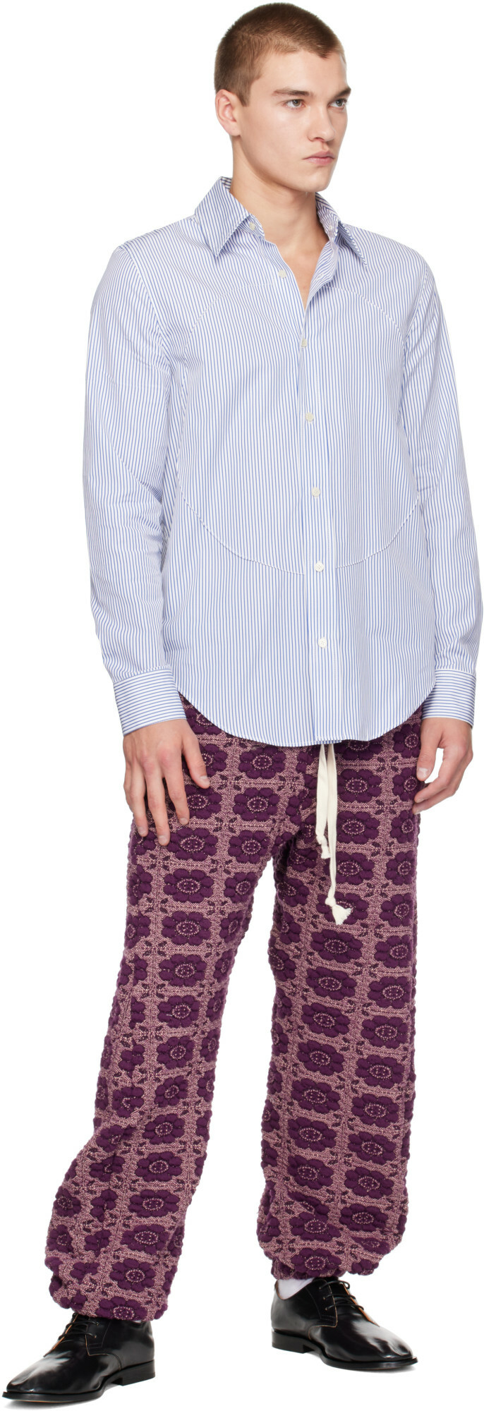 Edward Cuming Purple Vertical Garden Twisted Track Pants