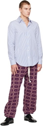 Edward Cuming Purple Vertical Garden Twisted Track Pants