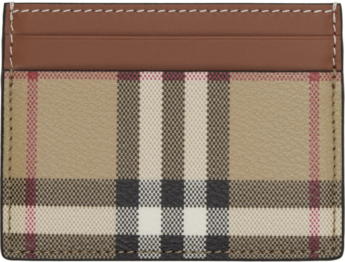 Burberry Beige & Brown Check Case Card Holder