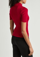 Courrèges Logo Ribbed-knit top Red