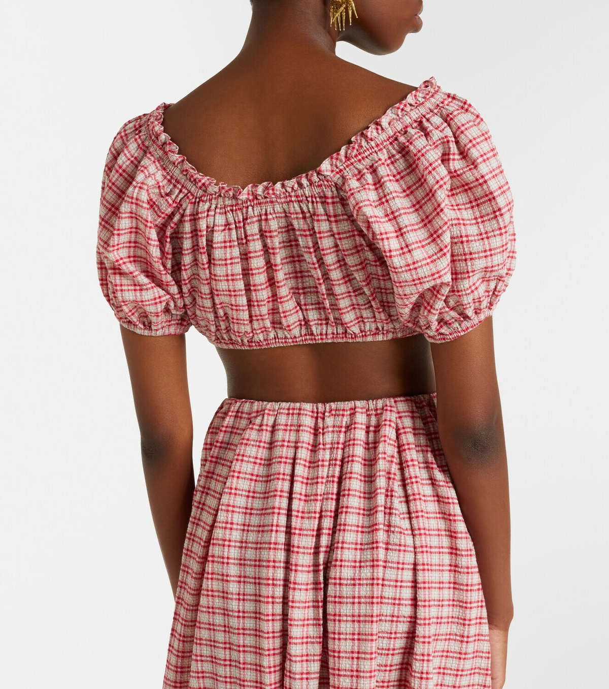 Faithfull Murcia checked cotton crop top