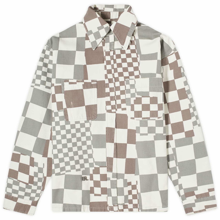 Photo: ERL Men's Checkerboard Canvas Jacket in Black/White