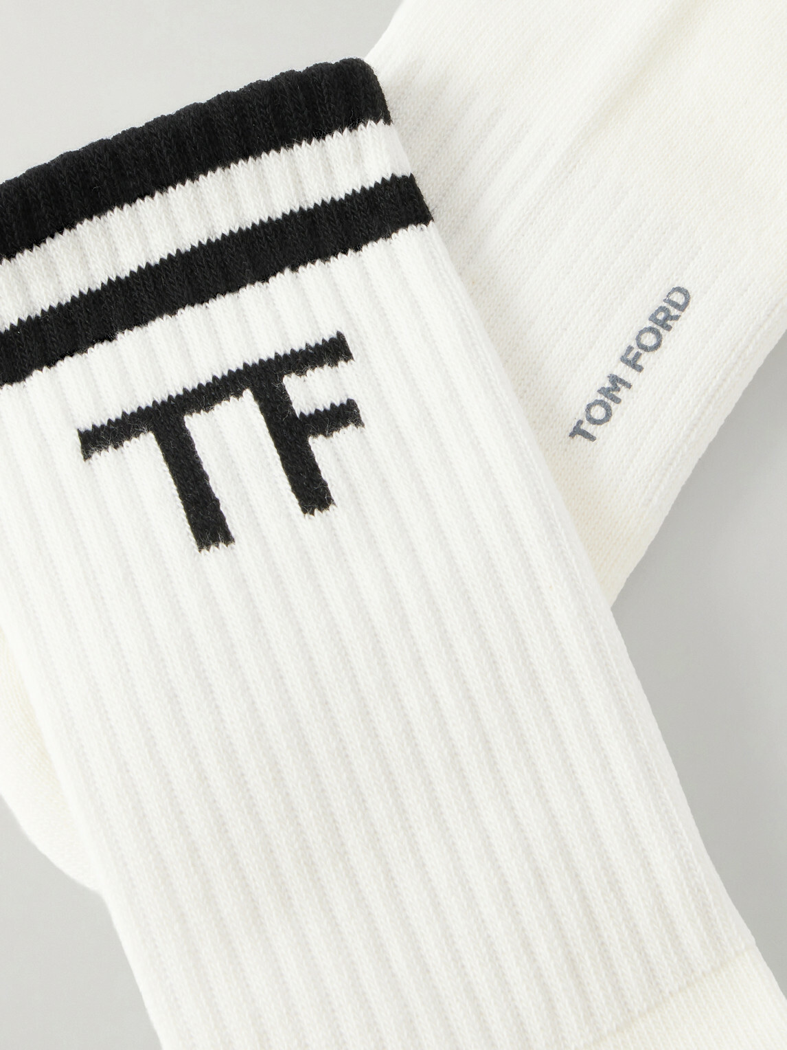 TOM FORD - Ribbed Cotton-Blend Socks - White