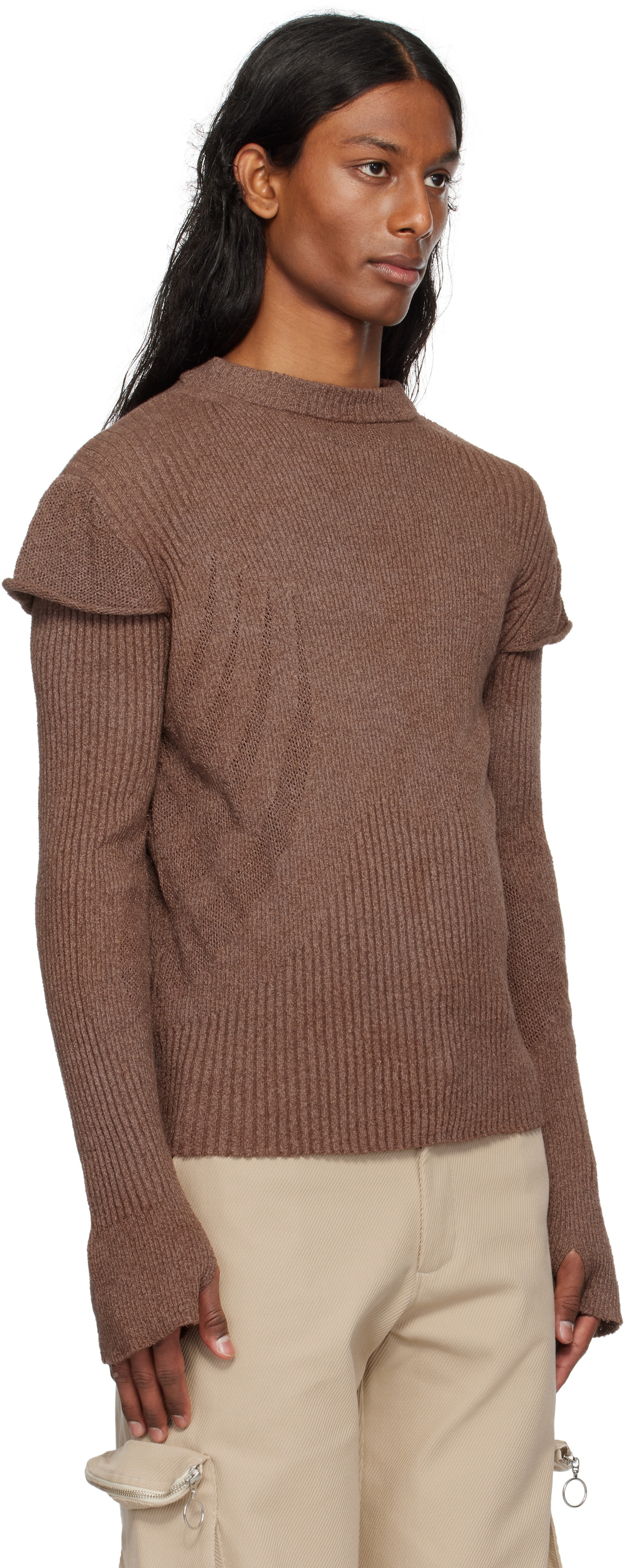 Charlie Constantinou Brown Light Knit Long Sleeve Sweater