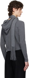 AARON ESH Gray Knitted Scarf & Hoodie Set