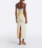 SIR Printed ruched mesh midi dress