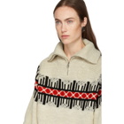 Isabel Marant White Curtis Graphic Knit Zip-Up Sweater