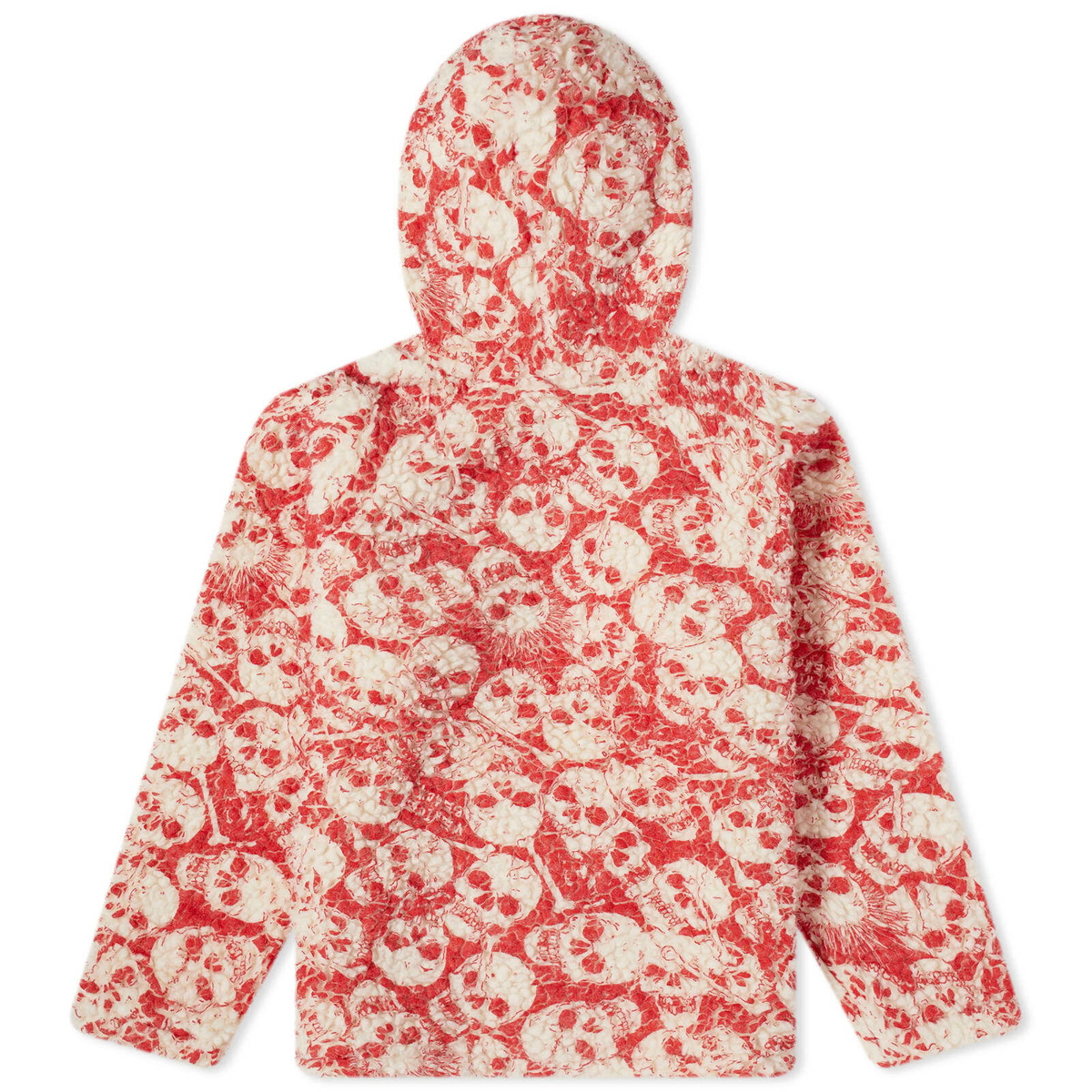 ERL Fleece Skull Popover Hoody in Red ERL