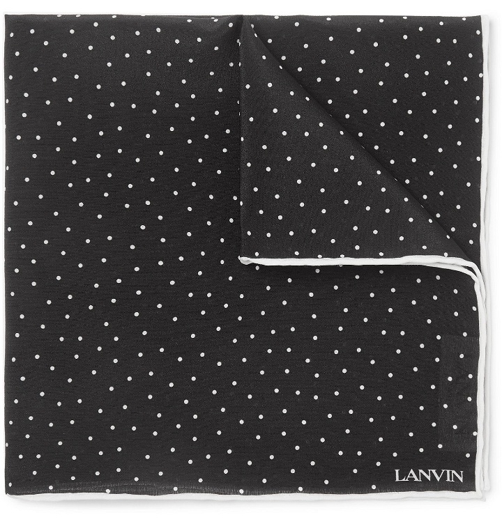 Photo: Lanvin - Polka-Dot Silk Pocket Square - Black