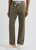 Palm Angels Logo-embroidered Cotton Sweatpants Taupe