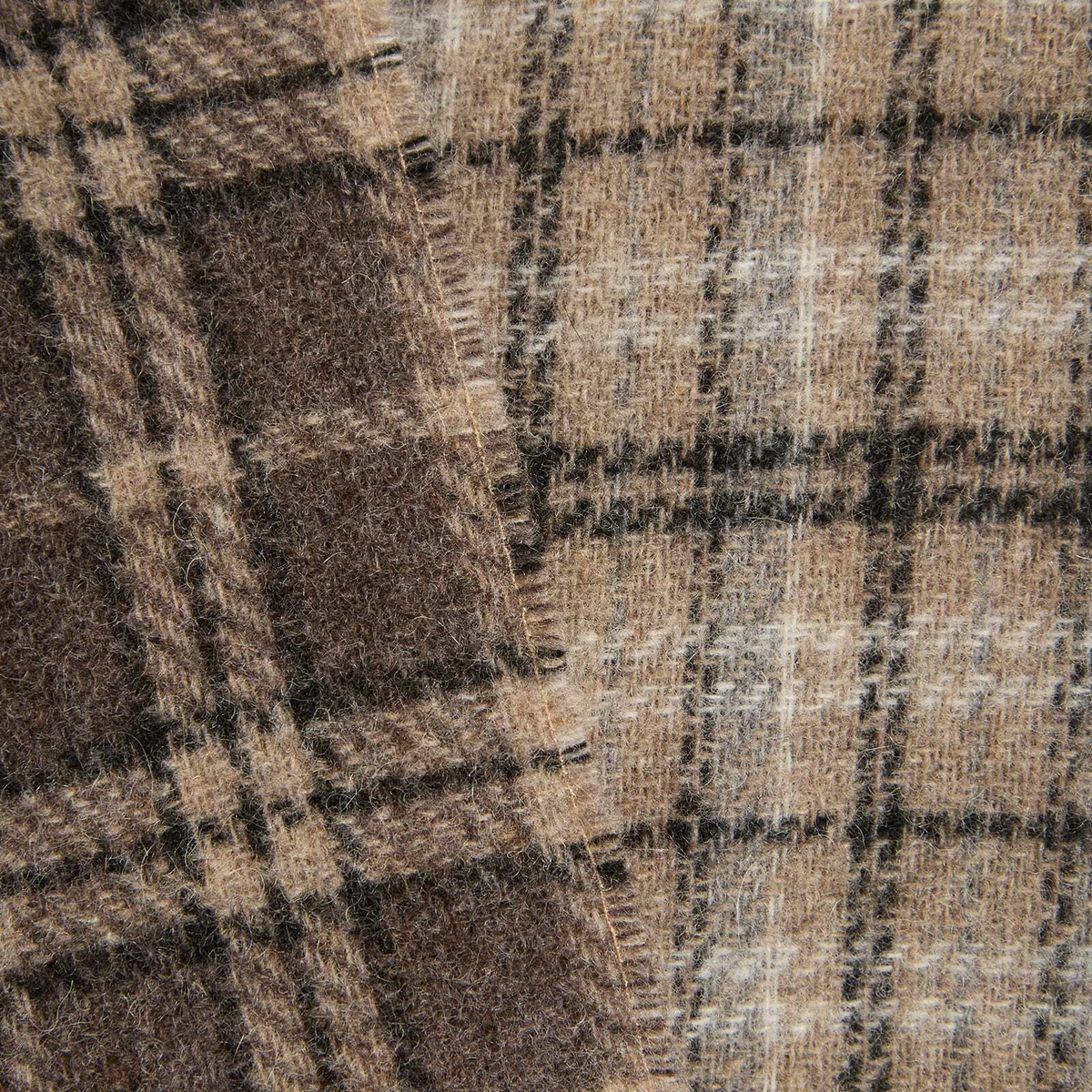 mfpen Men's Wool Scarf in Brown Double Faced Check 