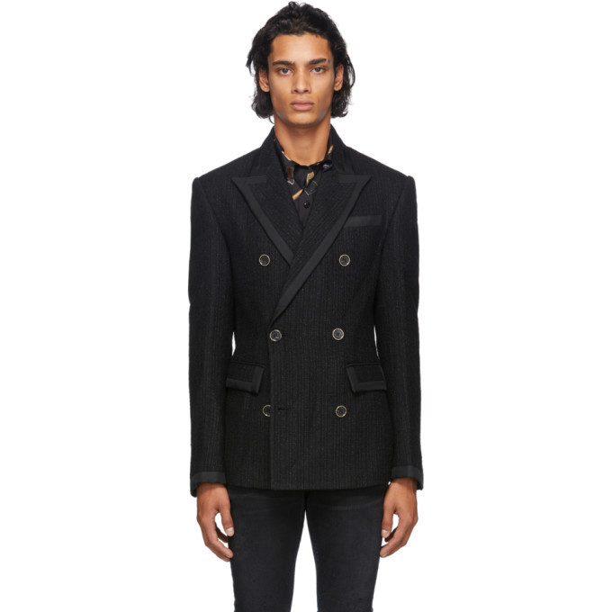 Amiri Black Wool Boucle Double-Breasted Blazer Amiri