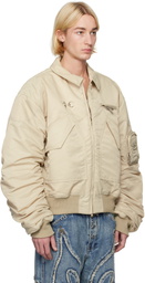 Thug Club Beige 'A Wingless Bird' Bomber Jacket