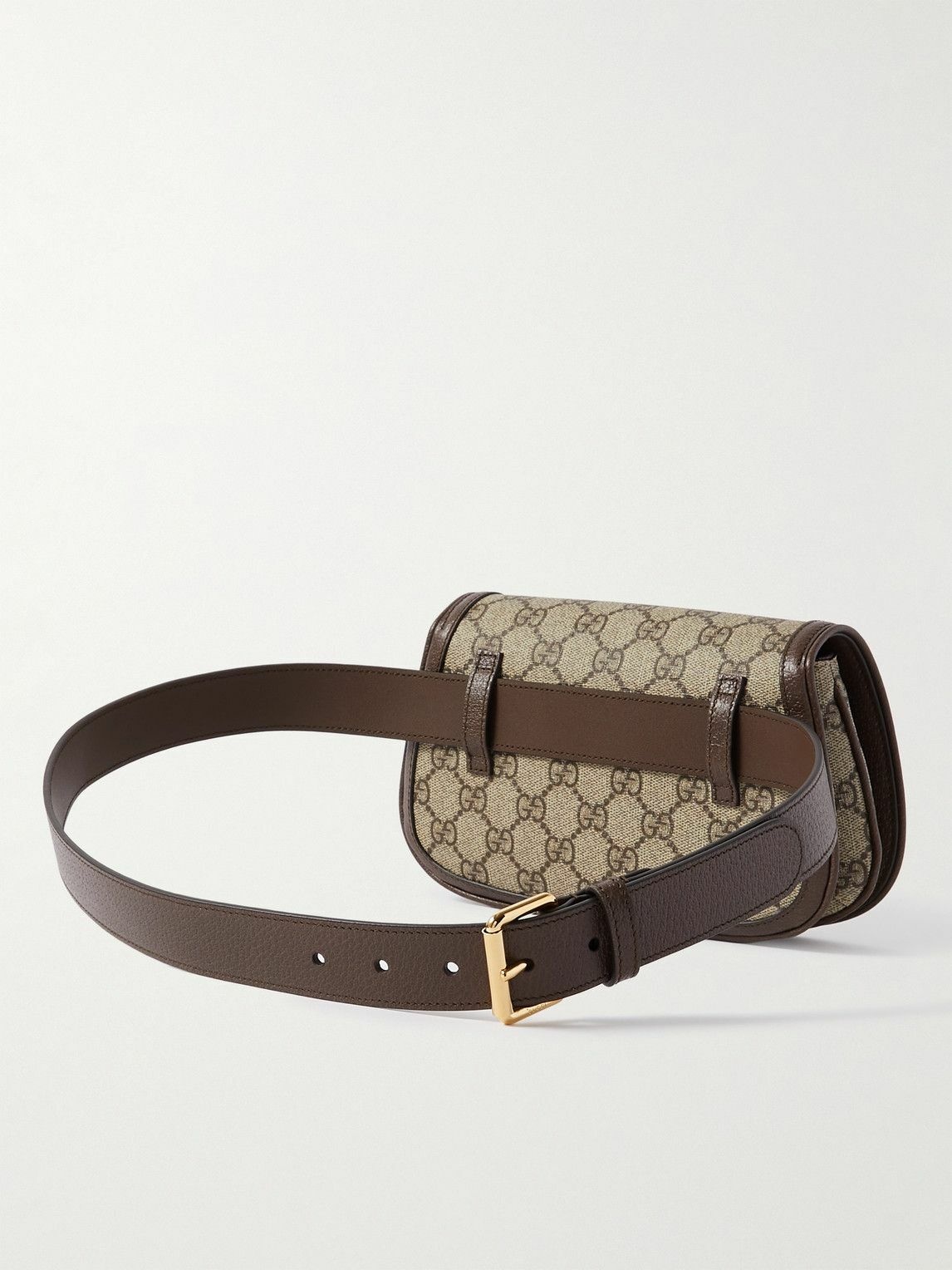 GUCCI - Leather-Trimmed Monogrammed Coated-Canvas Belt Bag - Men