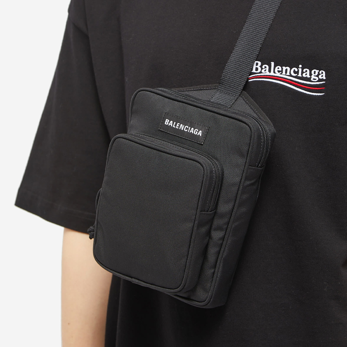 Balenciaga Men s Explorer Cross Body Messenger Bag in Black