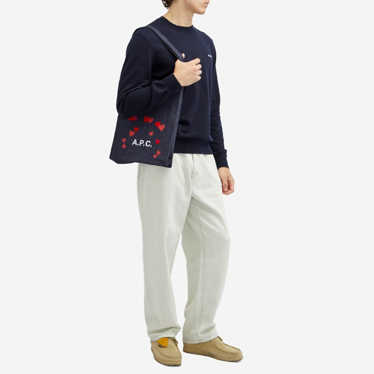 トートバッグ Lou Blondie Shopper Bag - A.P.C. - Cotton - Blue A.P.C. Men's Lou Blondie Tote in Indigo A.P.C.