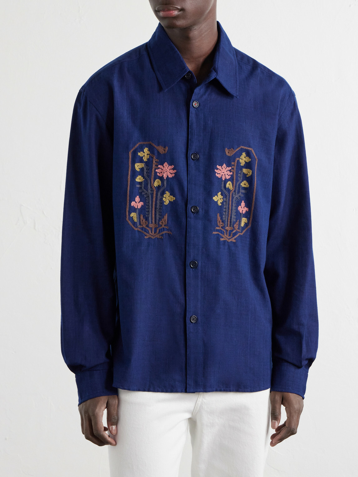 Kardo - Luis Embroidered Cotton Shirt - Blue