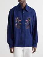Kardo - Luis Embroidered Cotton Shirt - Blue
