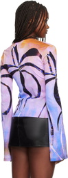 Louisa Ballou Purple Ribbed Classic Cardigan