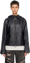 ADER error Black Burnid Leather Jacket