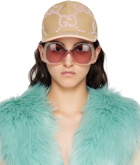 Gucci Beige & Pink Jumbo GG Baseball Cap