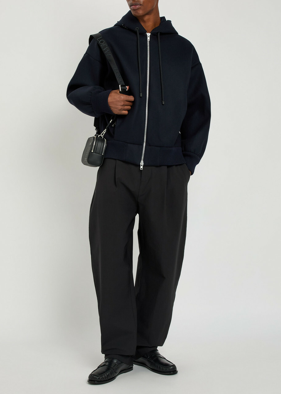 Simone Rocha Hooded Wool-blend Bomber Jacket Navy