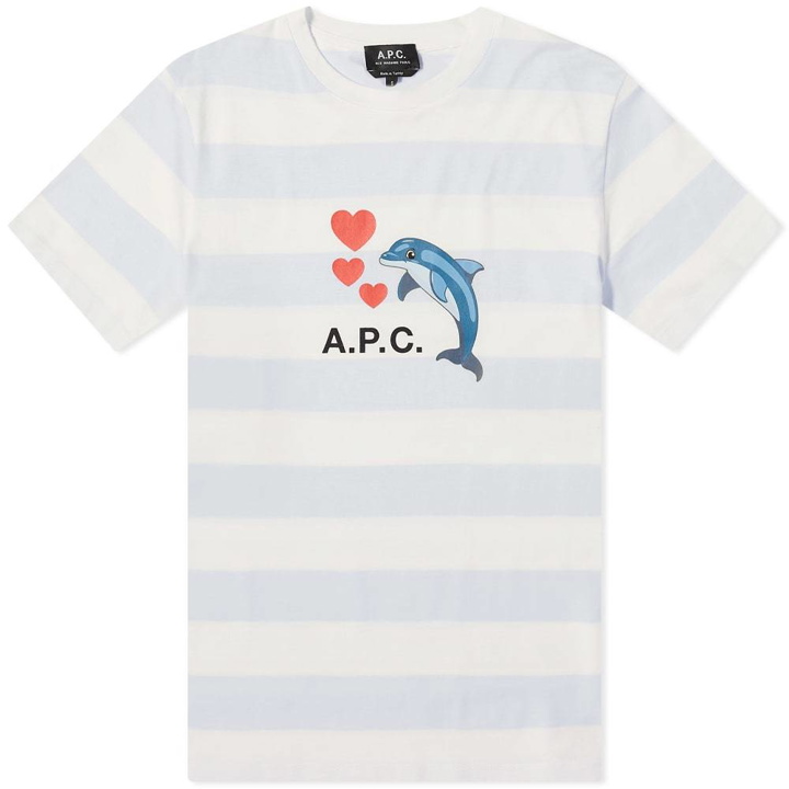 Photo: A.P.C. Simon Dolphin Logo Stripe Tee