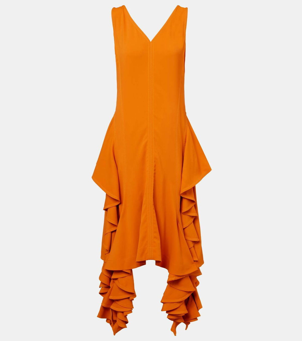 ワンピース BOTTEGA VENETA Orange Stretch Viscose Blend Dress Bottega Veneta Ruffled midi dress Bottega Veneta