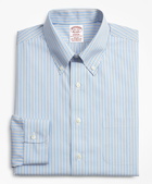 Brooks Brothers Men's Stretch Madison Relaxed-Fit Dress Shirt, Non-Iron Alternating Stripe | Blue