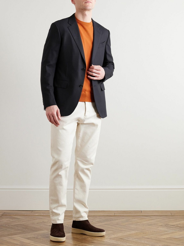 Photo: Zegna - Navy 10-Pocket Stretch Wool and Silk-Blend Blazer - Blue