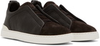 ZEGNA Brown Triple Stitch Sneakers