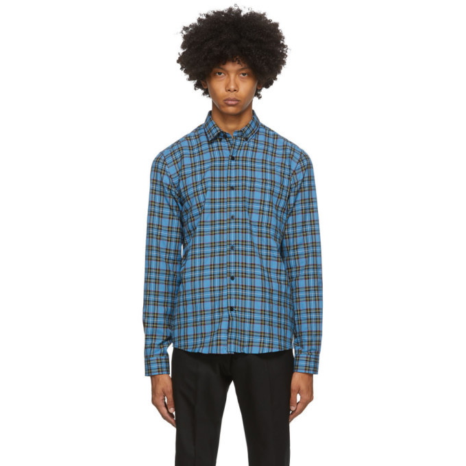 Photo: AMI Alexandre Mattiussi Blue and Black Button-Down Checkered Shirt