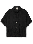 REMI RELIEF - Floral-Jacquard Shirt - Black