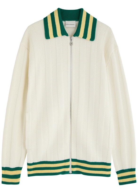 Photo: DRÔLE DE Monsieur Le Cardigan Aprés-Sport Wool-blend Cardigan Cream