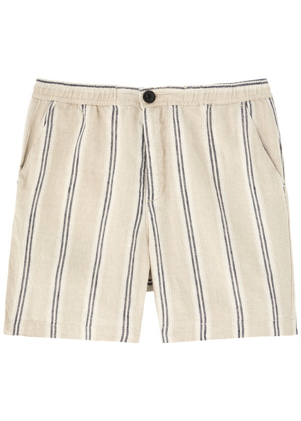 Photo: Oliver Spencer Osborne Striped Linen Shorts Beige