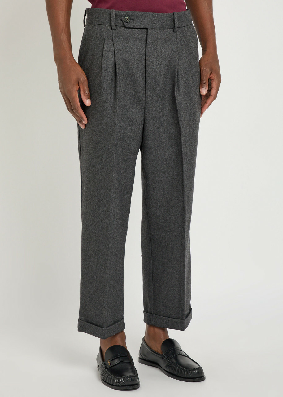 DRÔLE DE Monsieur Le Pantalon à Plis Turn-up Wool-blend Cropped Trousers Grey
