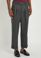 DRÔLE DE Monsieur Le Pantalon à Plis Turn-up Wool-blend Cropped Trousers Grey