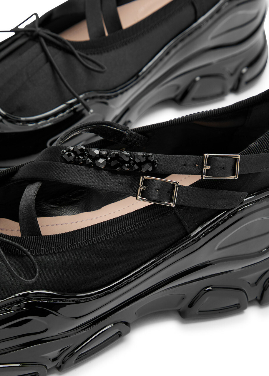 Simone Rocha Embellished Satin Sneakers Black