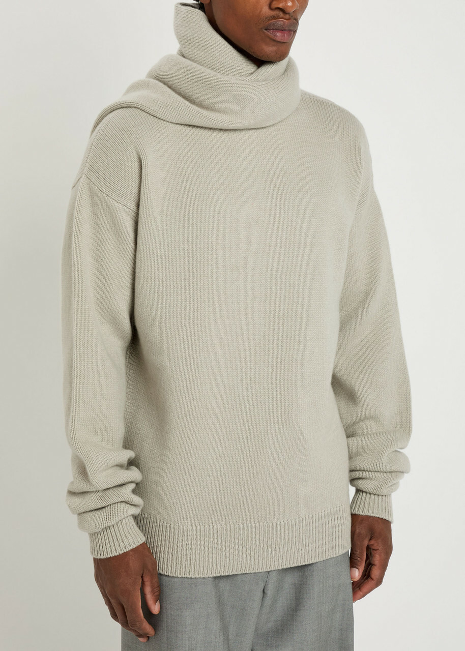 Calvin Klein Scarf-effect Cashmere Jumper Pearl