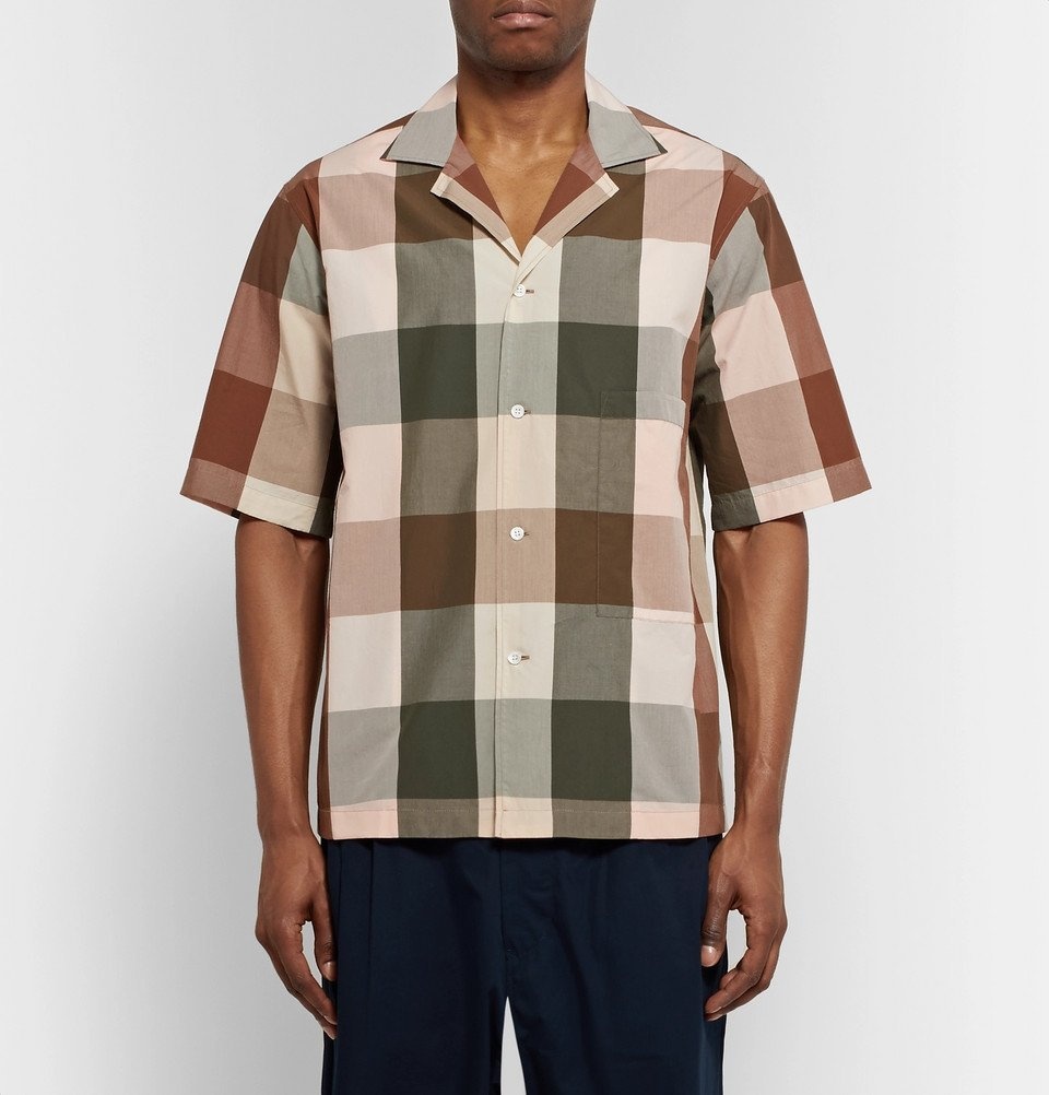 Studio Nicholson - Camp-Collar Checked Cotton Shirt - Men