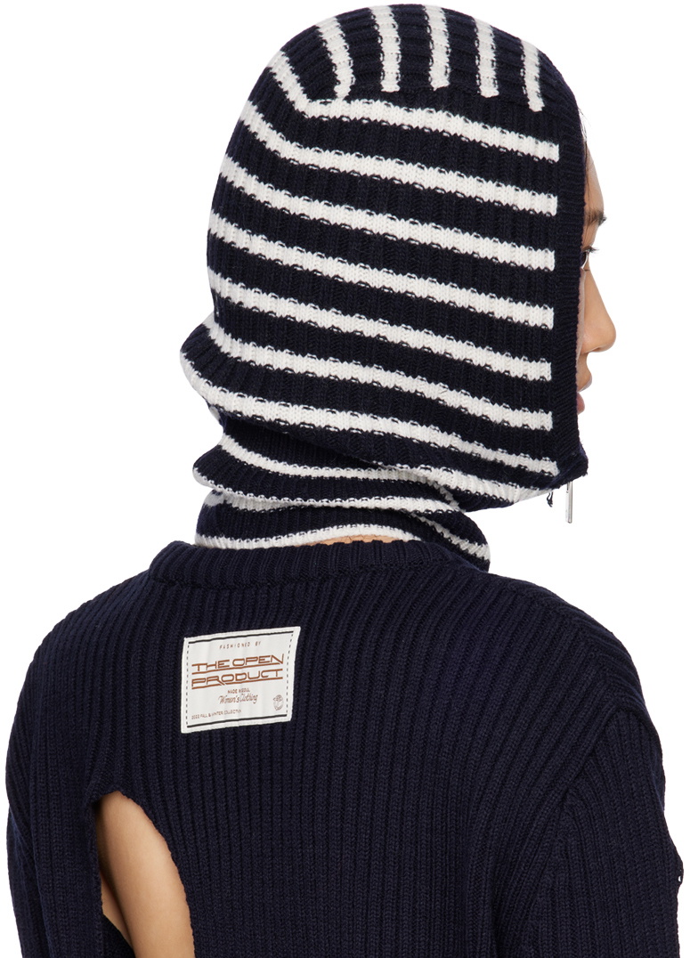 OPEN YY Navy & White Stripe Zip Up Balaclava