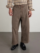 Cherry Los Angeles - Herringbone Cotton Drawstring Trousers - Brown