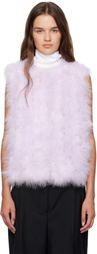 Yves Salomon Purple Cropped Feather Vest